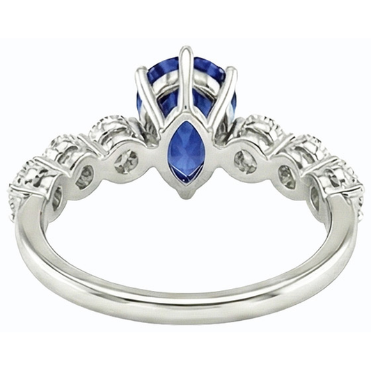 natural round sapphire 3ct ring front view