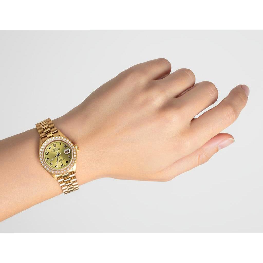 Champagne Arabic Dial Rolex Dj Watch Gold President Style Natural Earth Mined Diamond P2