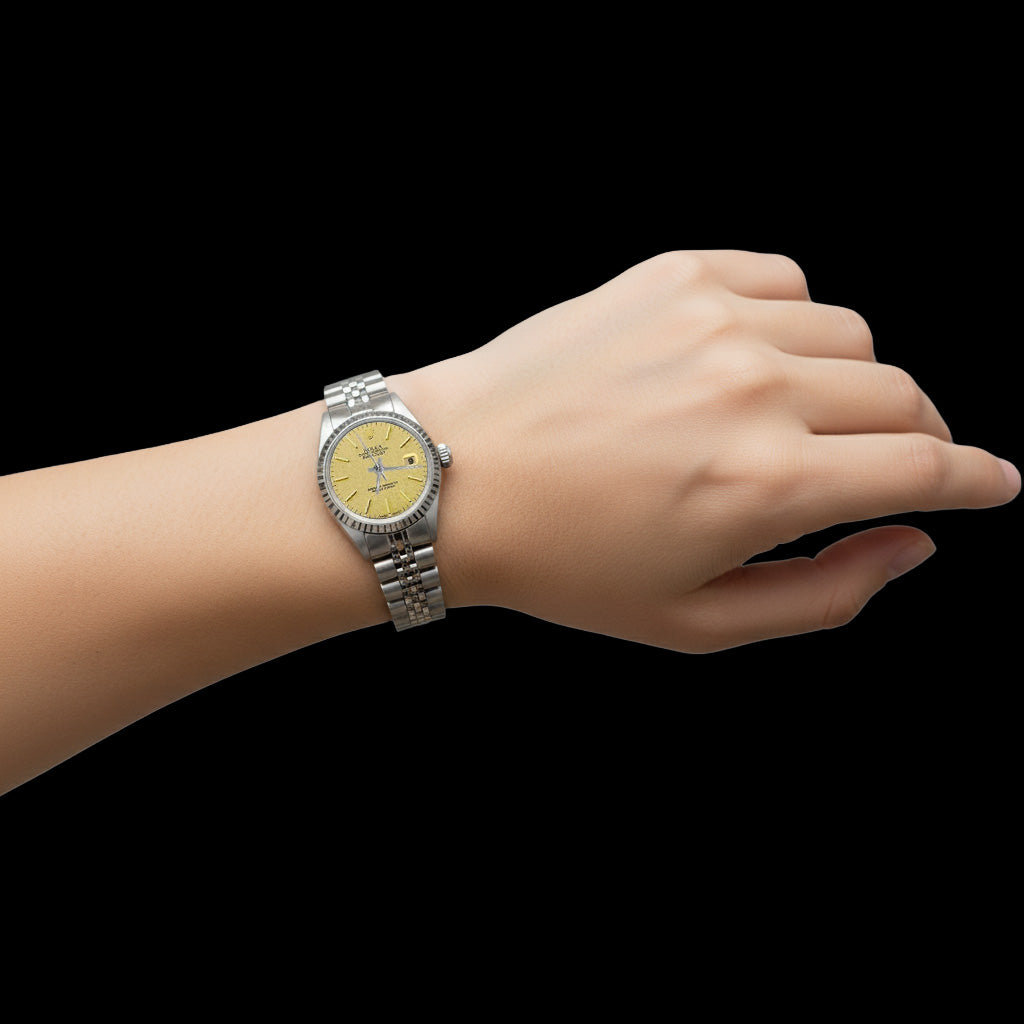 Champagne Stick Dial Rolex Date Just Watch Ss Jubilee Bracelet P2