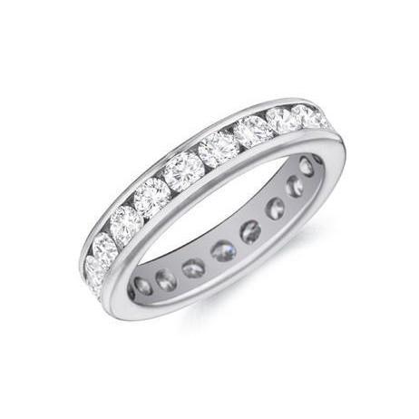 Channel Set 2.20 Ct Round Natural Diamond Wedding Band Gold White 14K