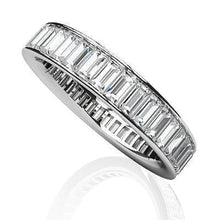 Channel Set Real Baguette Cut Diamond Eternity Band Gold 6 Carats