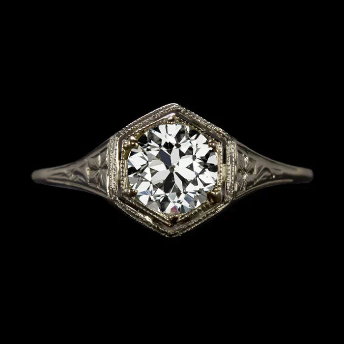 Classic Antique Looking Natural Diamond Wedding Engagement Ring