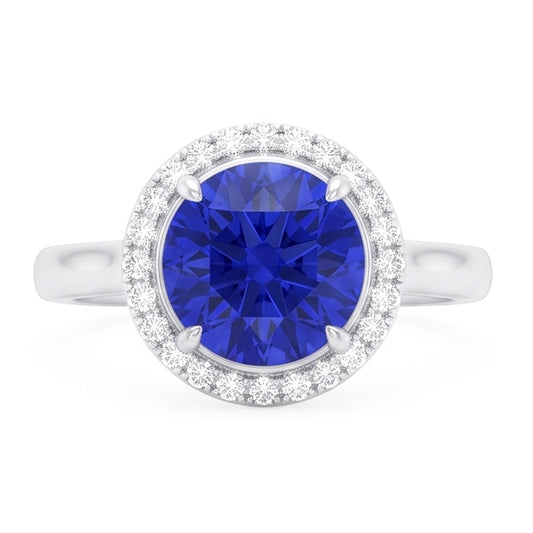 Classic Halo Sapphire Engagement Ring Gemstone Jewellery 4.50 Carats