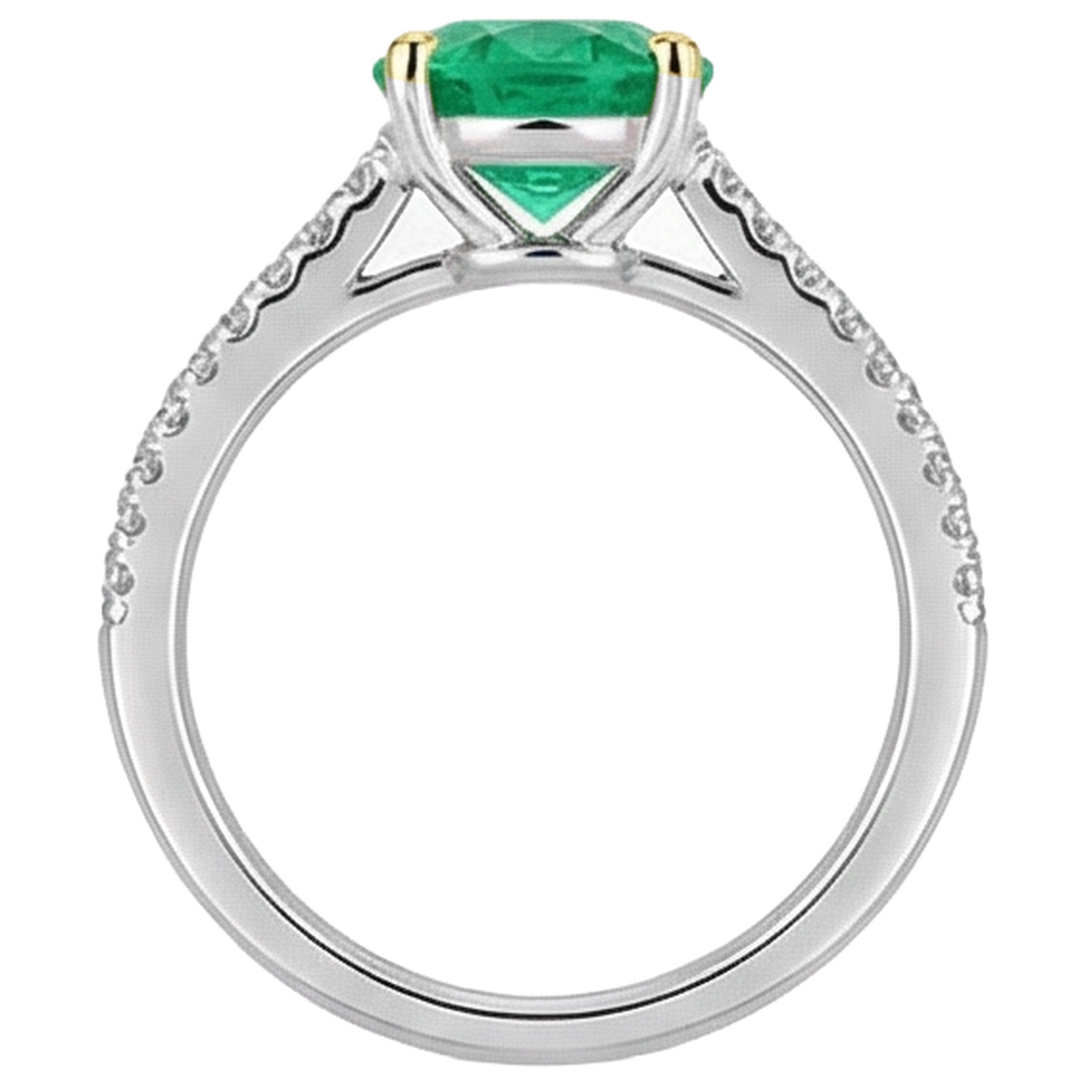 Earth-Mined Colombian Emerald Gemstone Ring – profile view