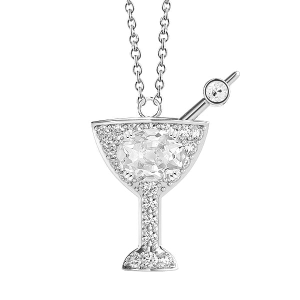 Fine Diamond Antique Cushion Drop Pendant in 14K White Gold – main view