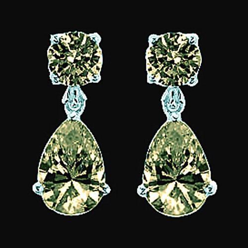 Cognac Natural Diamonds Dangle Earrings 2.50 Carats Fancy Color
