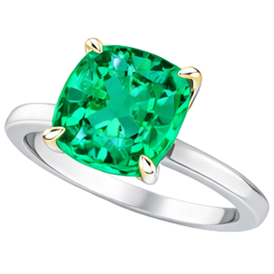 Radiant Emerald Colored Stone Ring 3.50 ct – front view