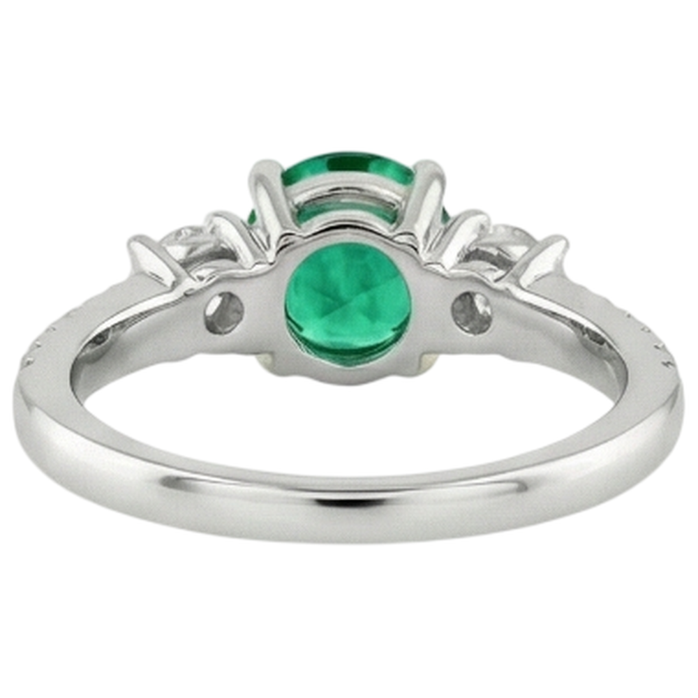 Fine Emerald Precious Stone Ring 2-ct 14K Two Tone Gold – back view
