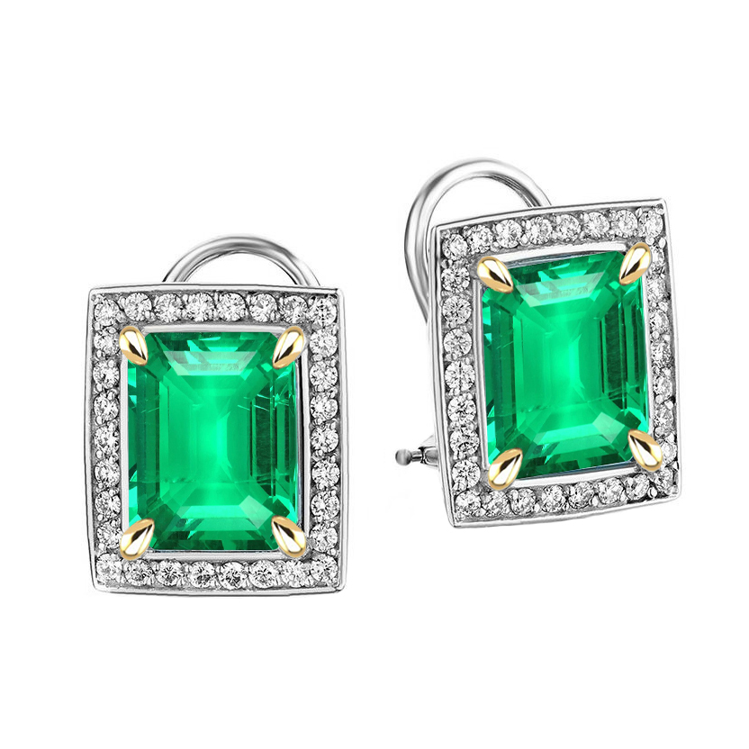 Gemstone Earring Two-Tone 14K Gold with Emerald – main view