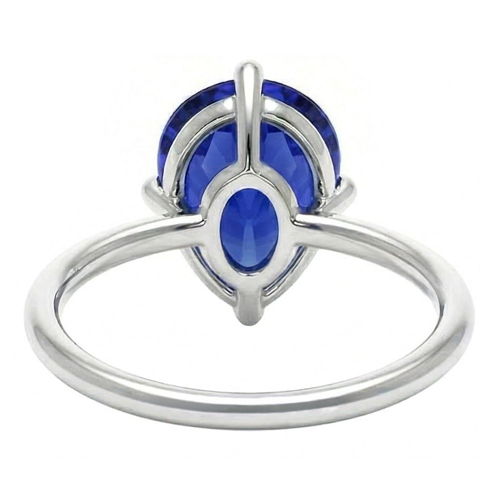 Colored Stone Ring 14 Karat White Gold – Blue Sapphire Pear Cut