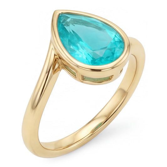Colored Stone Ring 14 Karat Yellow Gold – Paraiba Tourmaline