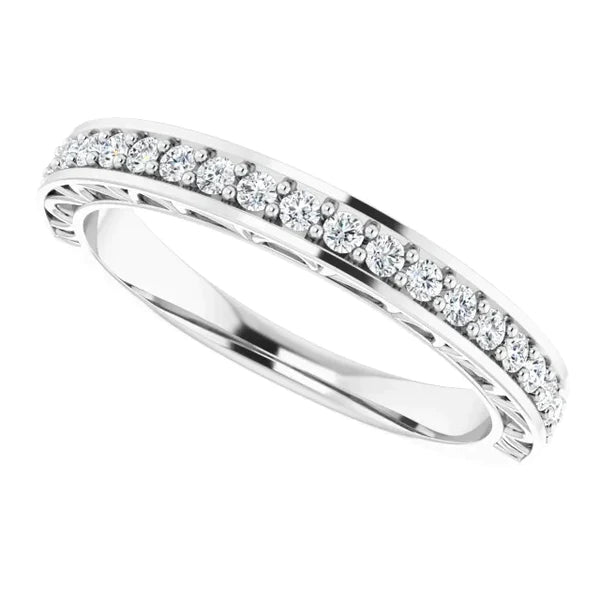 Comfort Fit Natural Diamond Wedding Band Prong Setting 1.10 Carats White Gold