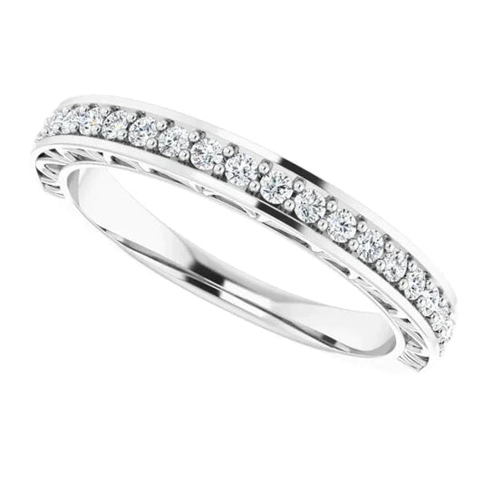 Comfort Fit Natural Diamond Wedding Band Prong Setting 1.10 Carats White Gold
