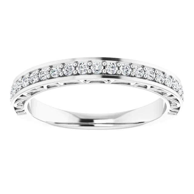 Comfort Fit Natural Diamond Wedding Band Prong Setting 1.10 Carats White Gold
