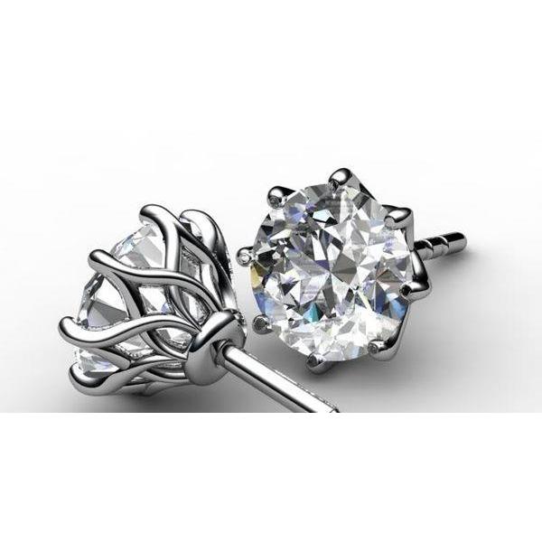 Criss Cross Solitaire Earrings Round Brilliant Real Diamond Studs 3.50 Ct