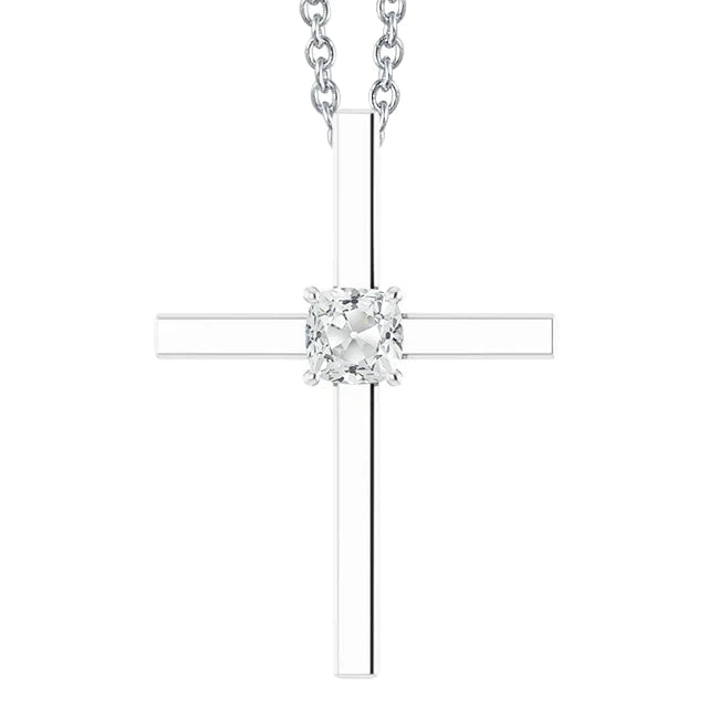 Cross Real Diamond Pendant Slide Cushion Old Miner 1.50 Carats