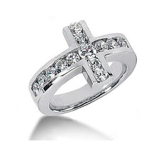 Cross Shape Ladies Real Diamonds Ring Band Set 3.40 Ct. White Gold