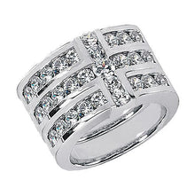 Cross Shape Ladies Real Diamonds Ring Band Set 3.40 Ct. White Gold