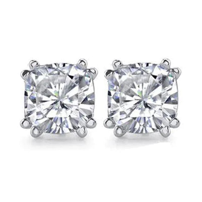 Cushion Big 4 Cts. Real Diamond Stud Earrings Jewelry