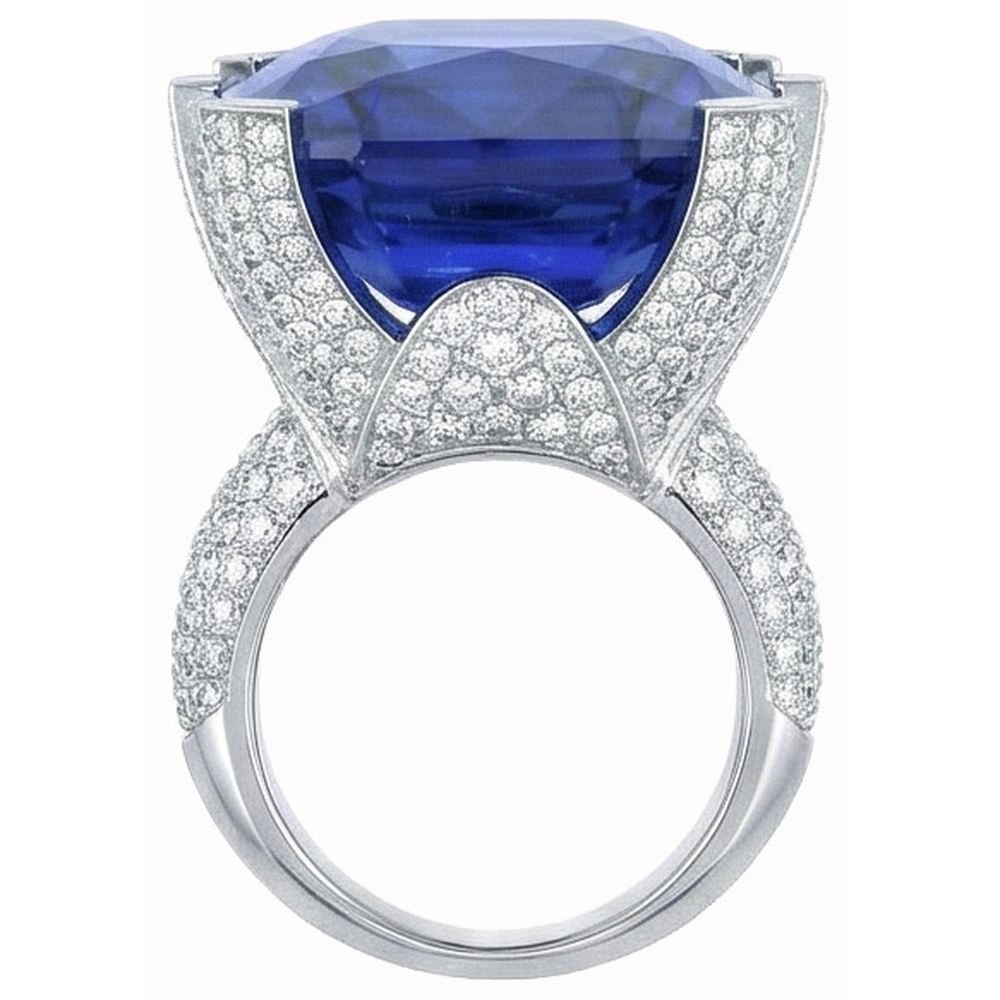 natural round sapphire 8.51ct ring profile view