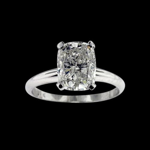 natural cushion diamond 2.25ct ring front view