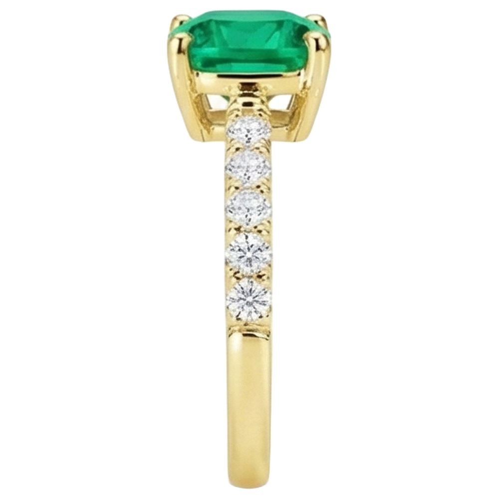 Luxury Emerald Colored Stone Ring 3 ct – back view