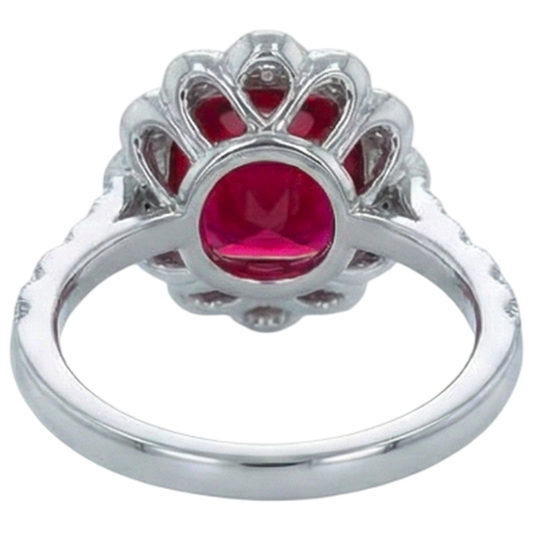Cushion Cut Red Ruby Natural Earth Mined DIAMOND ( NOT LAB GROWN ) Ring White Gold 14K 2.45 Carats