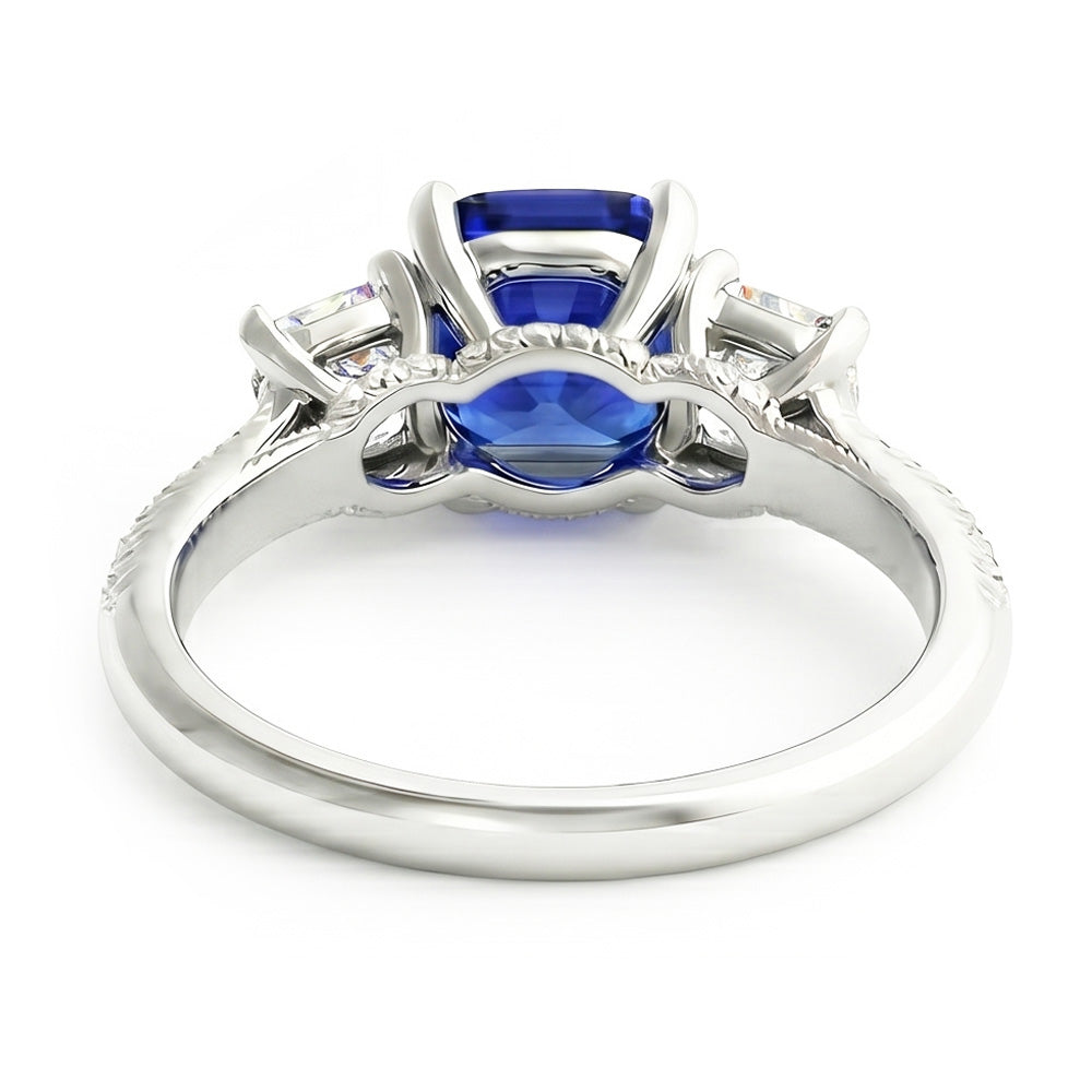 Cushion Gemstone Blue Sapphire Ring Princess Natural Earth Mined Diamonds 2.50 Carats