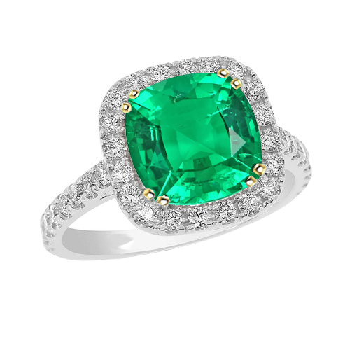 Refined Fine Emerald Colored Stone Ring 2.50 ct – main view