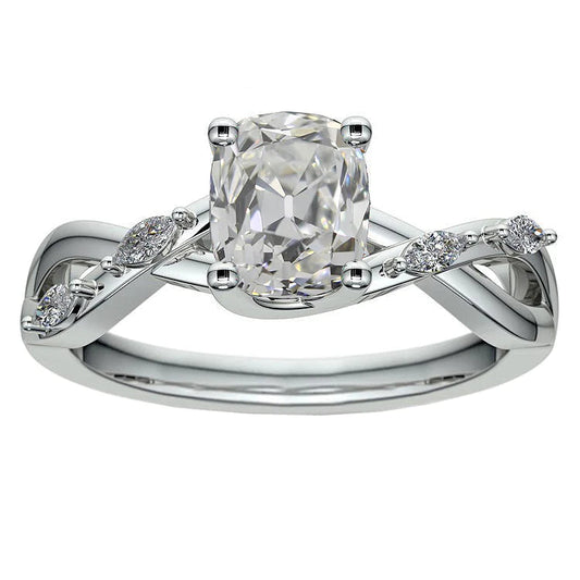 natural cushion diamond 3.50ct ring front view