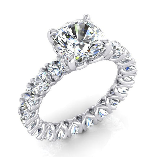 Cushion Natural Diamond Anniversary Band Ring 4 Ct. Gold Ladies Jewelry