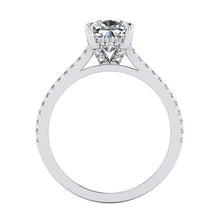 Cushion Natural Diamond Engagement Ring White Gold Cathedral Setting