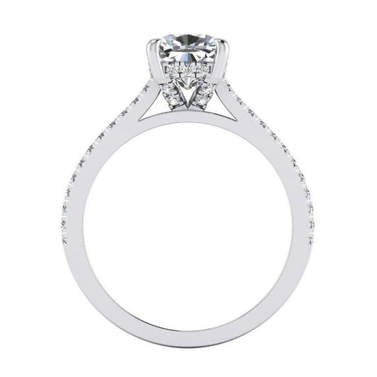 Cushion Natural Diamond Engagement Ring White Gold Cathedral Setting
