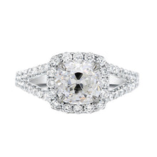 Cushion Old Cut Real Diamond Halo Ring Split Shank 2.75 Carats