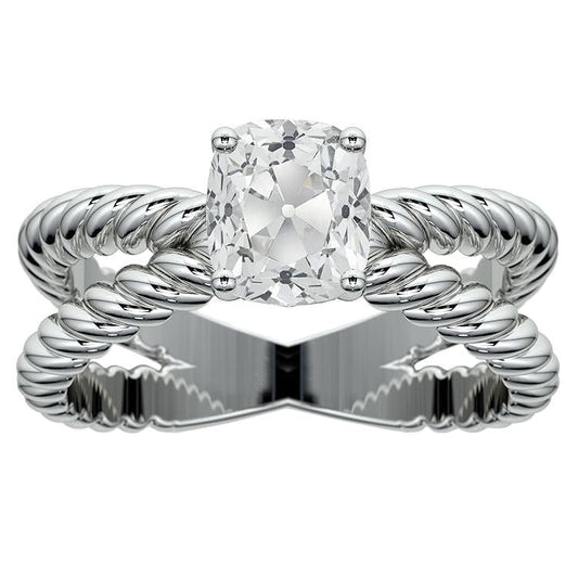 natural cushion diamond 3.75ct ring front view