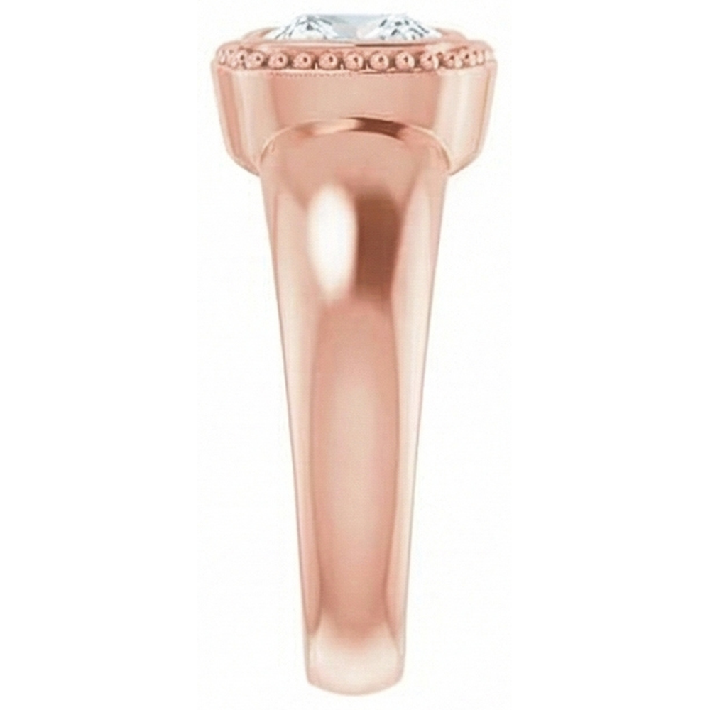 Cushion Old Miner Natural Earth Mined Diamond Solitaire Ring Bezel Beaded Style 2 Carats