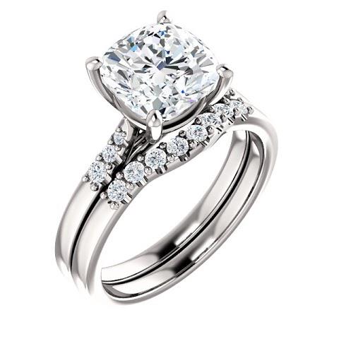 Cushion Real Diamond Engagement Ring With Accents 3.15 Carats Jewelry New