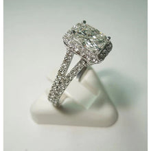 Cushion Real Diamond Royal Engagement Halo Ring 2.75 Carat White Gold 14K