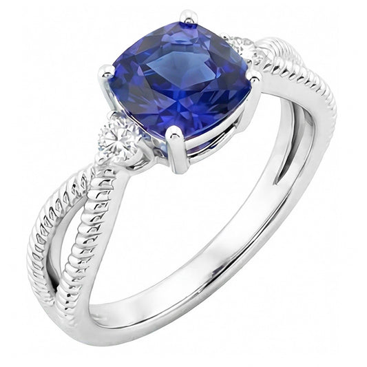 natural round sapphire 2.25ct ring front view