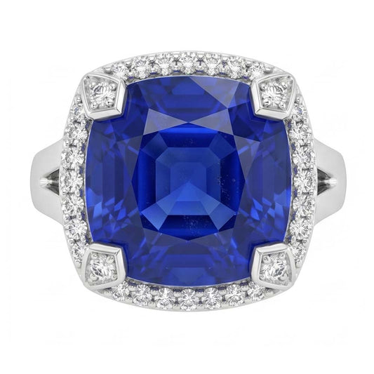 Cushion Sapphire 7 Carat Engagement Ring