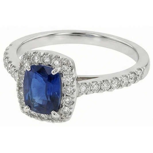 natural round sapphire 3.90ct ring front view