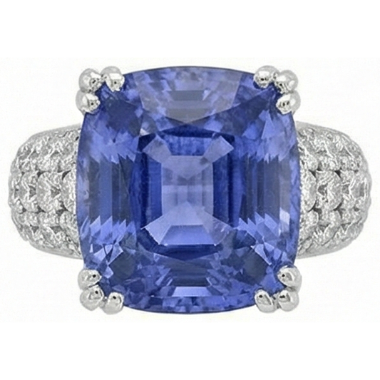 Cushion Tanzanite And Round Natural Earth Mined DIAMOND ( NOT LAB GROWN )s 7.50 Carat Fancy Ring New