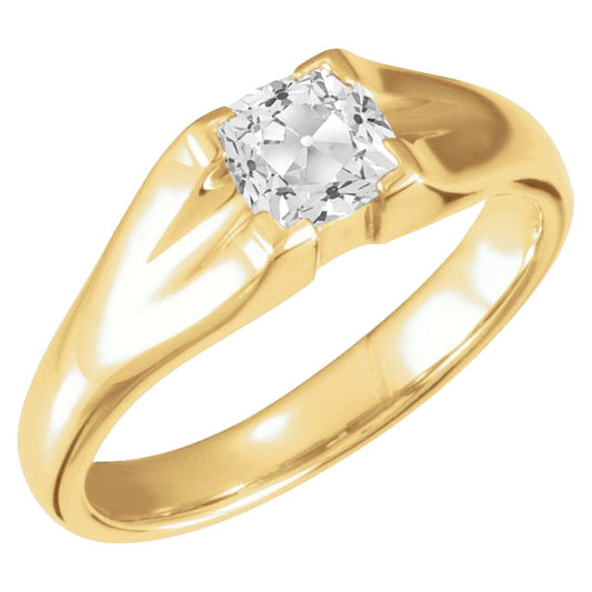 Fine Diamond Cushion Cut Single Stone Ring in 14K Yellow Gold – main view