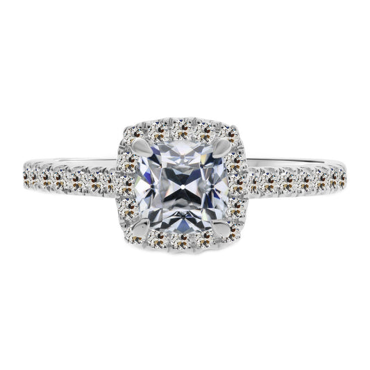 Brilliant Diamond Cushion Halo Engagement Ring in 14K White Gold – main view