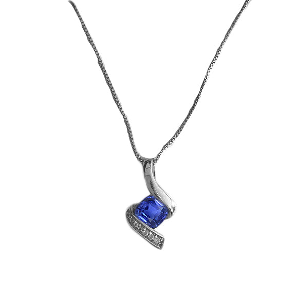 Genuine Blue Sapphire Gemstone Pendant 1.50 ct 14 Karat White Gold – main view