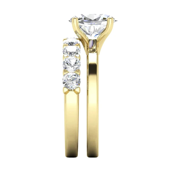 Custom Jewelry Brilliant Cut Oval Real Diamond Ring & Band Set