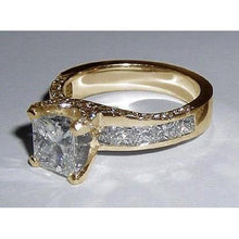Customized Princess Cut Pave Genuine Diamond Engagement Ring 4.25 Carats