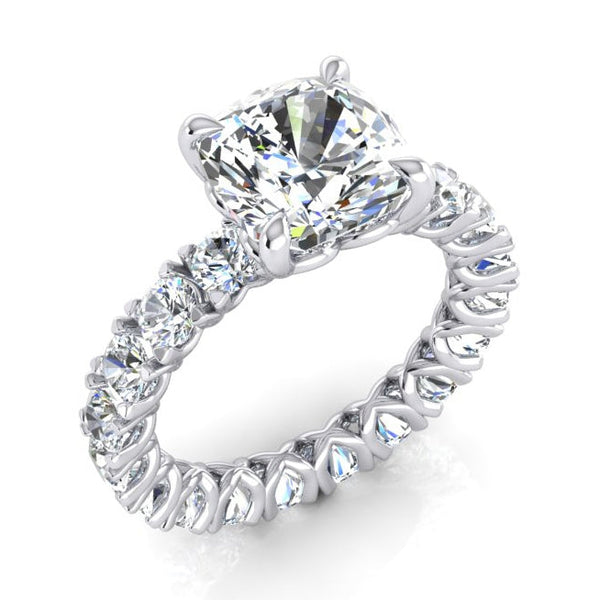 Cute Modern Engagement Ring 5 Ct Cushion Real Diamond White Gold