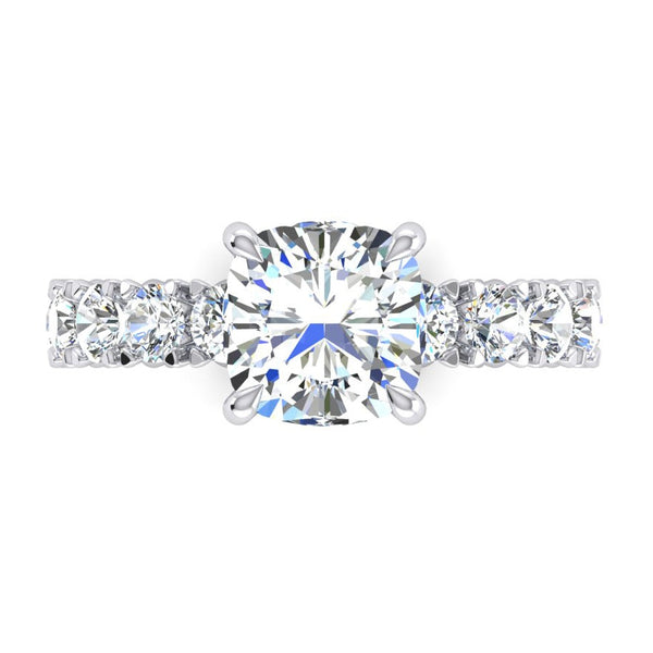 Cute Modern Engagement Ring 5 Ct Cushion Real Diamond White Gold