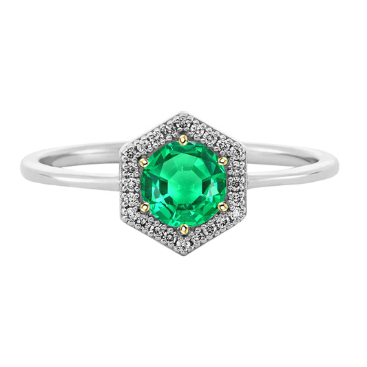 Fine Emerald Colored Stone Ring 2-ct Two-Tone 14K Gold – main view